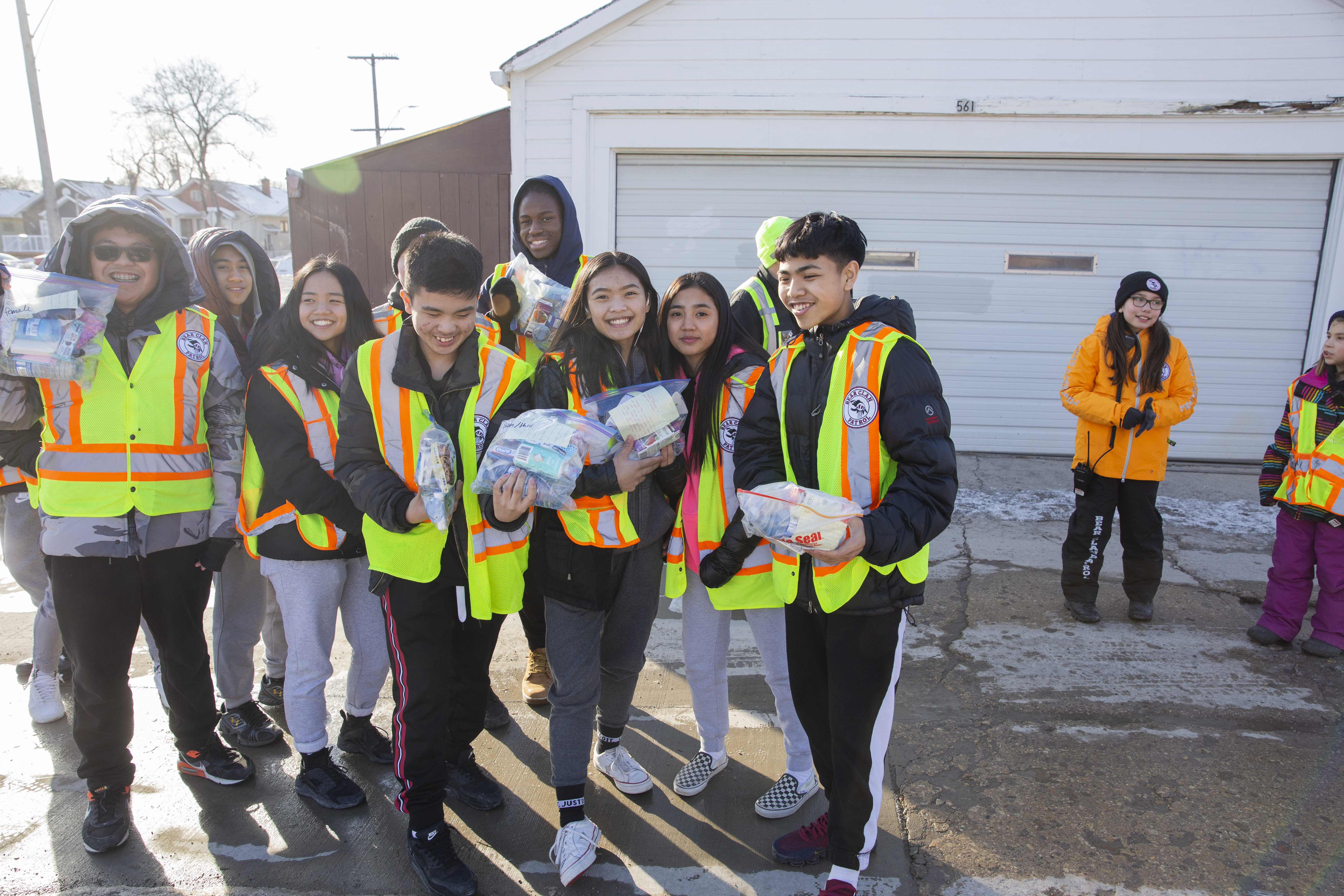 General Wolfe Bear Clan March students with care packages.jpg.jpg